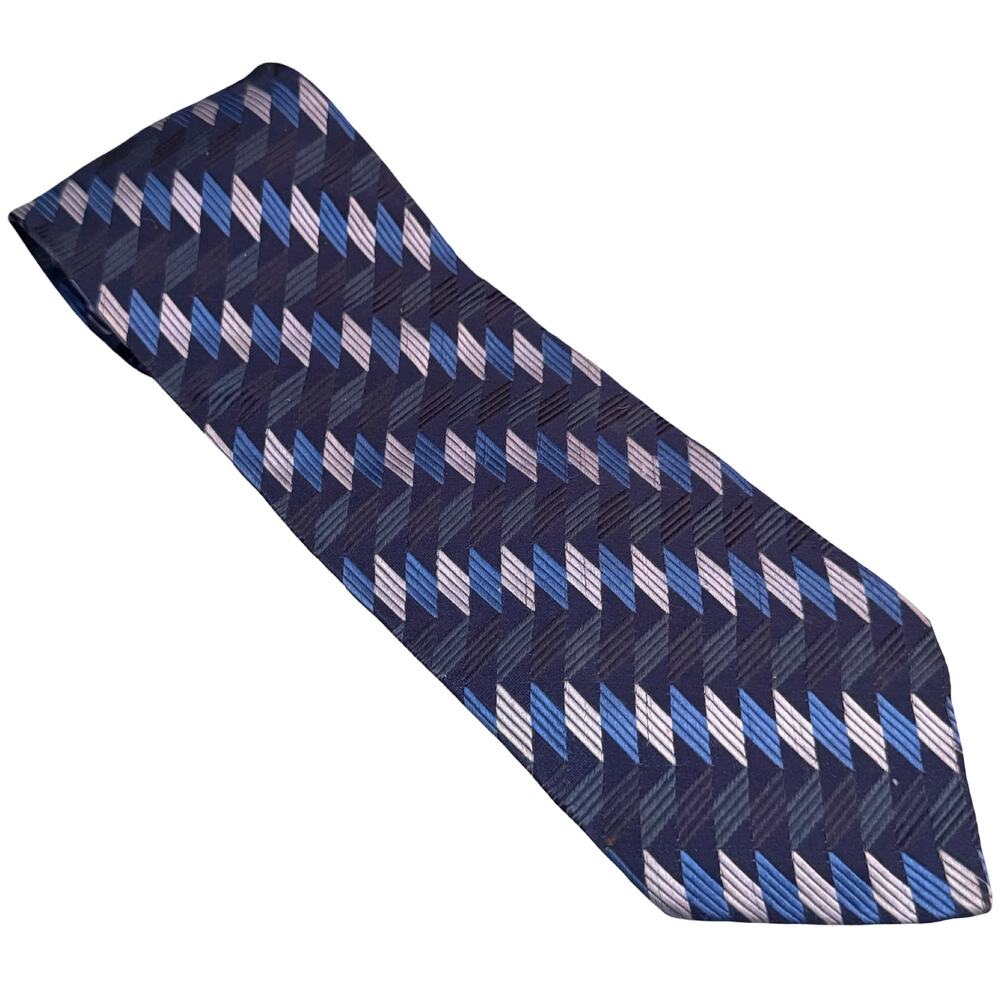 Kenzo Homme Purple Blue White Diamond Diagonal 100% Silk Men's Tie Necktie